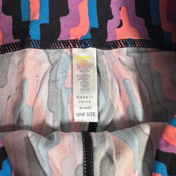 LuLaRoe 80's 90's Y2K Club Chevron Pink Black Purple Blue Leggings One Size OS - Picture 3 of 6